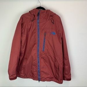 The North Face burgundy blue ski windbreaker jacket XL pinstripe